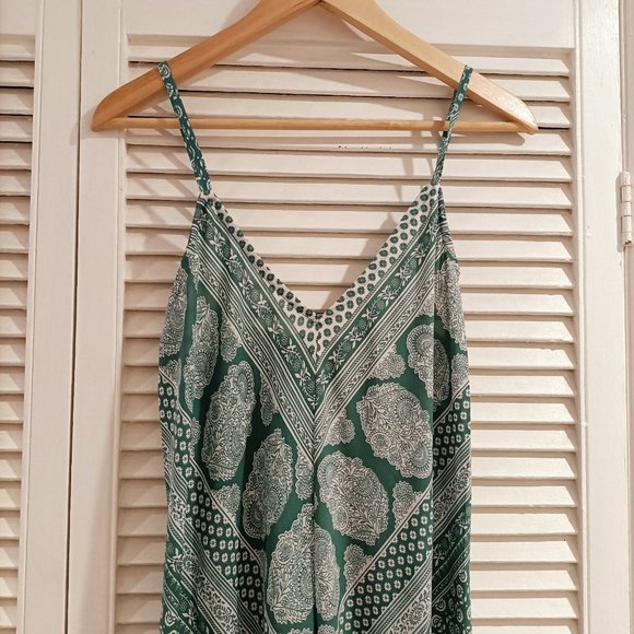ISHKA Emerald green maxi boho paisley bohemian summer dress L Large - Picture 2 of 4
